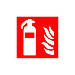 Vinylsticker "Brandblusser met vlam" (rood)