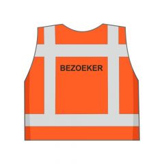 Fluor oranje BEZOEKER hesje achterkant