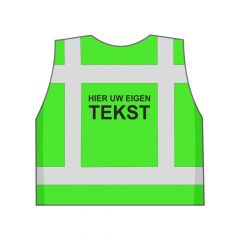 Groen veiligheidshesje eigen tekst achterkant