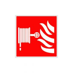 Rood pictogrambordje brandslang met vlammen