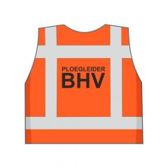 Fluor oranje Ploegleider BHV hesje achterkant