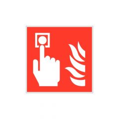 Brandmeldknop met vlam pictogram sticker
